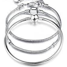 Load image into Gallery viewer, High Quality 17-21cm Silver Snake Chain Link Bracelet Fit European Charm Pandora Bracelet for Women DIY Jewelry Making